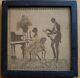 Early 20th Old Embroidery Stitched Silhouette Painting Miniature Couple At Piano