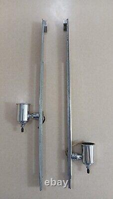 Early Original Pair Art Deco Chrome Chevron Wall Sconce Lights Signed