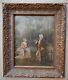 European, Romantic Couple, Antique Vintage Original Oil Painting, Signed