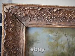 European, Romantic Couple, Antique Vintage Original Oil Painting, Signed