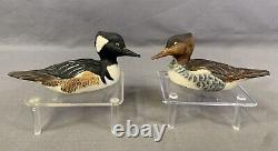 Excellent Pair of Merganser Decoy Miniatures Signed Bob Gittens 1975 Geneva NY