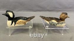 Excellent Pair of Merganser Decoy Miniatures Signed Bob Gittens 1975 Geneva NY