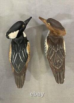 Excellent Pair of Merganser Decoy Miniatures Signed Bob Gittens 1975 Geneva NY