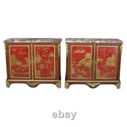 Extremely Rare Pair of Large Scale Signed Maison Jansen Chinoiserie Buffets