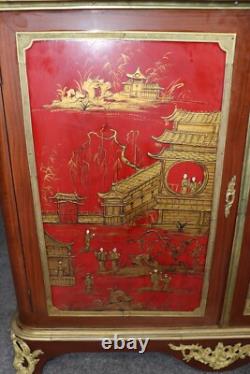 Extremely Rare Pair of Large Scale Signed Maison Jansen Chinoiserie Buffets