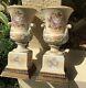 Fine Antique Pair Hand Painted French Porcelain Urn Lamps / Signed