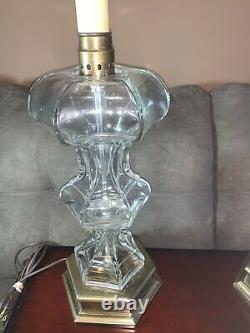 FREDERICK COOPER Lamps WithOriginal Signed Shades ANTIQUE BRASS & GLASS ORBS Pair