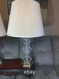 FREDERICK COOPER Lamps WithOriginal Signed Shades ANTIQUE BRASS & GLASS ORBS Pair