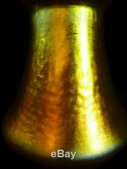 Fabulous Pair Of Signed Steuben Gold Aurene Lamp Shades Circa 1920