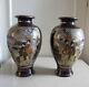 Fabulous Pair Of Original Antique Gilded Hand-painted Chinese Vases Signed