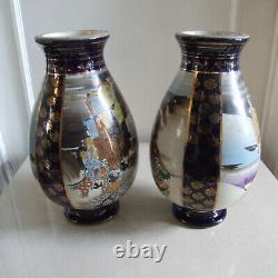 Fabulous Pair of Original Antique Gilded Hand-Painted Chinese Vases Signed