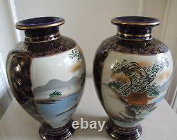 Fabulous Pair of Original Antique Gilded Hand-Painted Chinese Vases Signed