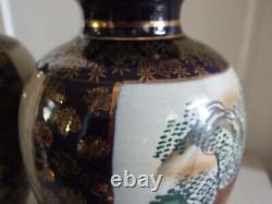 Fabulous Pair of Original Antique Gilded Hand-Painted Chinese Vases Signed