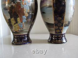 Fabulous Pair of Original Antique Gilded Hand-Painted Chinese Vases Signed