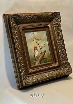 Fabulous Vintage a Couple Birds In On The Tree By Sonje Framed And Signed