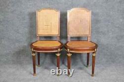 Fantastic Rare Caned Bronze Ormolu Signed Francoise Linke Pair Side Chairs