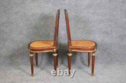 Fantastic Rare Caned Bronze Ormolu Signed Francoise Linke Pair Side Chairs