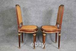 Fantastic Rare Caned Bronze Ormolu Signed Francoise Linke Pair Side Chairs