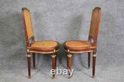 Fantastic Rare Caned Bronze Ormolu Signed Francoise Linke Pair Side Chairs