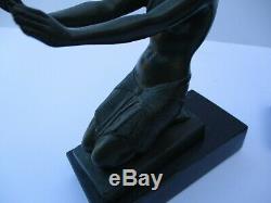 Fayral Art Deco Nude Antique Rare Metal Sculpture Statue Bookends Pair Signed