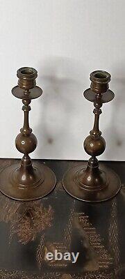 Ferdinand Barbedienne Rare Signed Beautiful Antique Pair Of Bronze Candlesticks