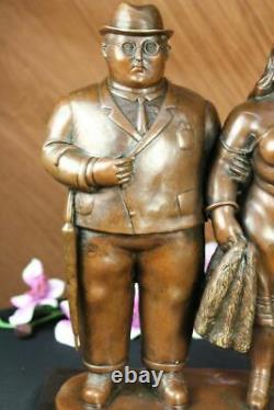 Fernando Botero, Bronze Sculpture, English Couple Brown Patina Signed Hot Cast