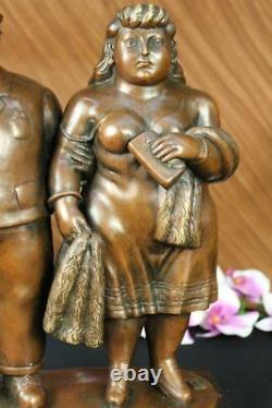 Fernando Botero, Bronze Sculpture, English Couple Brown Patina Signed Hot Cast