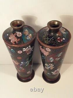 Fine Antique Japanese Cloisonne Vase Matching Pair Meiji SIGNED
