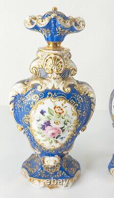 Fine Antique Pair of Old Paris Garniture Vases Urns Floral Decoration Signed SGM