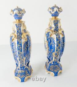 Fine Antique Pair of Old Paris Garniture Vases Urns Floral Decoration Signed SGM