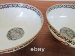 Fine Mirror Pair Chinese Porcelain Bowls Hand Thrown Painted Signed