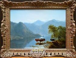 Fine PAIR Original 19thC Oil Paintings Scottish Morning & Dusk Landscapes 1860