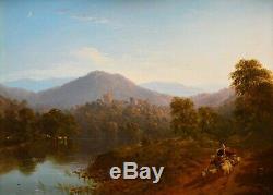 Fine PAIR Original 19thC Oil Paintings Scottish Morning & Dusk Landscapes 1860