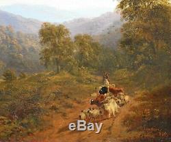 Fine PAIR Original 19thC Oil Paintings Scottish Morning & Dusk Landscapes 1860