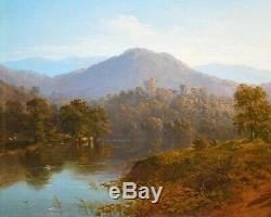 Fine PAIR Original 19thC Oil Paintings Scottish Morning & Dusk Landscapes 1860