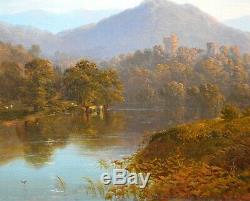 Fine PAIR Original 19thC Oil Paintings Scottish Morning & Dusk Landscapes 1860