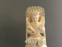 Fine Pair Antique Chinese Carved Seated Kwan Yin Signed