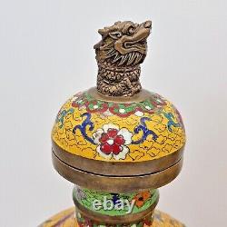 Fine Pair Of Heavy Chinese Cloisonne Raised Dragon Vases 50 CM