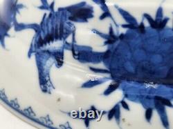 Fine Pair Signed Antique Chinese Blue White Republic Period Bowls