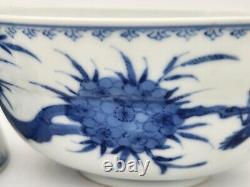 Fine Pair Signed Antique Chinese Blue White Republic Period Bowls