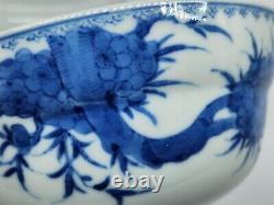 Fine Pair Signed Antique Chinese Blue White Republic Period Bowls