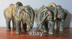 Fine Pair of ANTIQUE CHINSE QING DYNASTY Art Pottery Elephants Signed