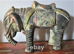 Fine Pair of ANTIQUE CHINSE QING DYNASTY Art Pottery Elephants Signed