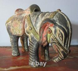 Fine Pair of ANTIQUE CHINSE QING DYNASTY Art Pottery Elephants Signed