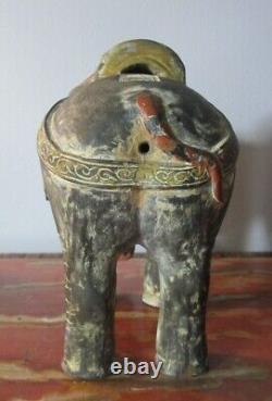 Fine Pair of ANTIQUE CHINSE QING DYNASTY Art Pottery Elephants Signed