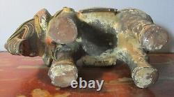 Fine Pair of ANTIQUE CHINSE QING DYNASTY Art Pottery Elephants Signed