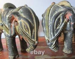 Fine Pair of ANTIQUE CHINSE QING DYNASTY Art Pottery Elephants Signed