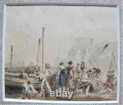 Fine Pair of ANTIQUE MINIATURE PAINTINGS of Ships THOMAS SHOTTER BOYS c. 1850