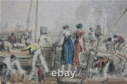 Fine Pair of ANTIQUE MINIATURE PAINTINGS of Ships THOMAS SHOTTER BOYS c. 1850