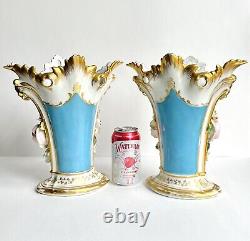 Fine Pair of Antique Paris Porcelain Vases Genre Scenes 19th C French Signed JD